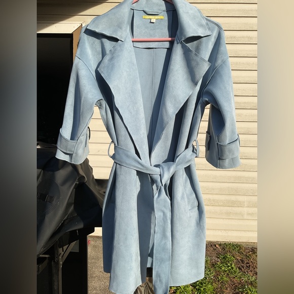 Gianni Bini Faux Suede Belted Jacket Zipper Sleeves NWOT Med Size S - Picture 11 of 12